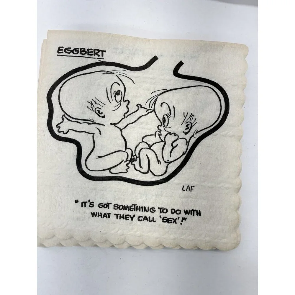 Vintage 1959 Eggbert  LAF Cartoon Cocktail Napkins Complete Set In Original Box